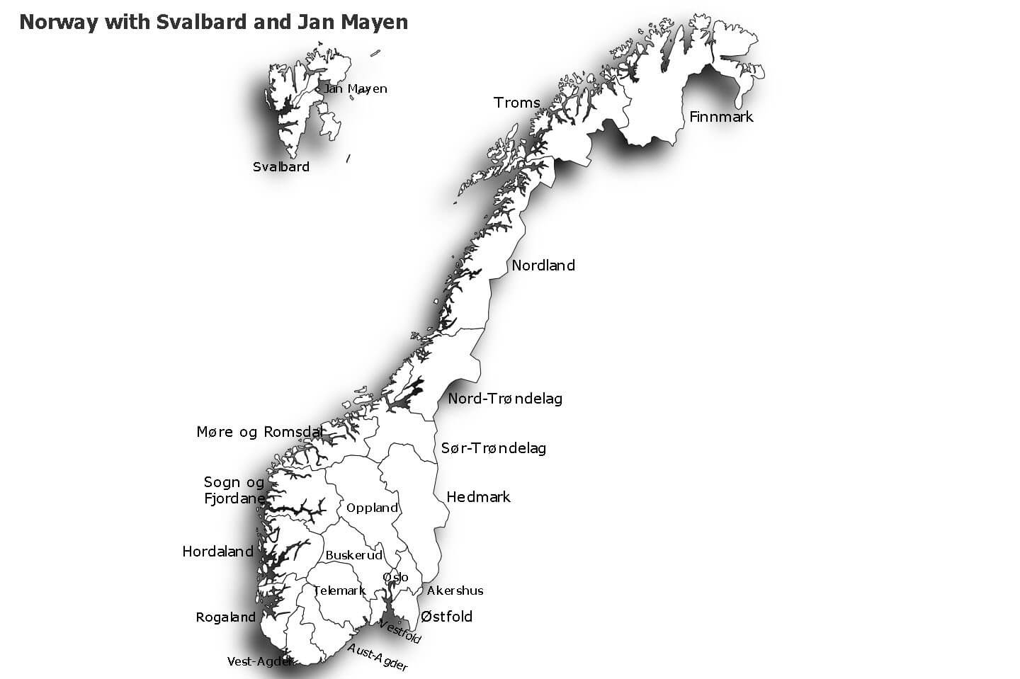 Printable Norway Map 4 – Free download and print for you.