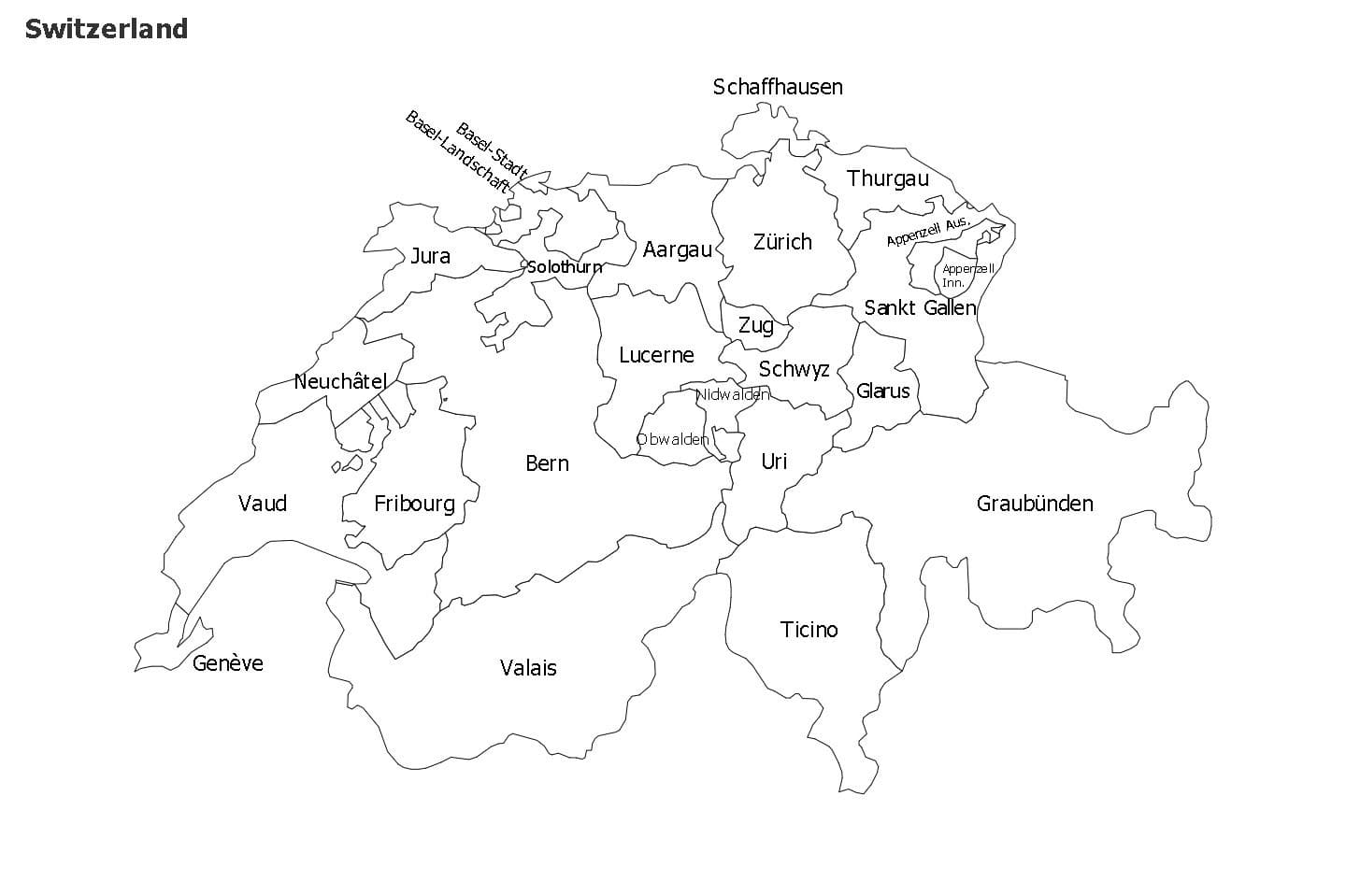 Printable Switzerland Map 2 – Free download and print for you.