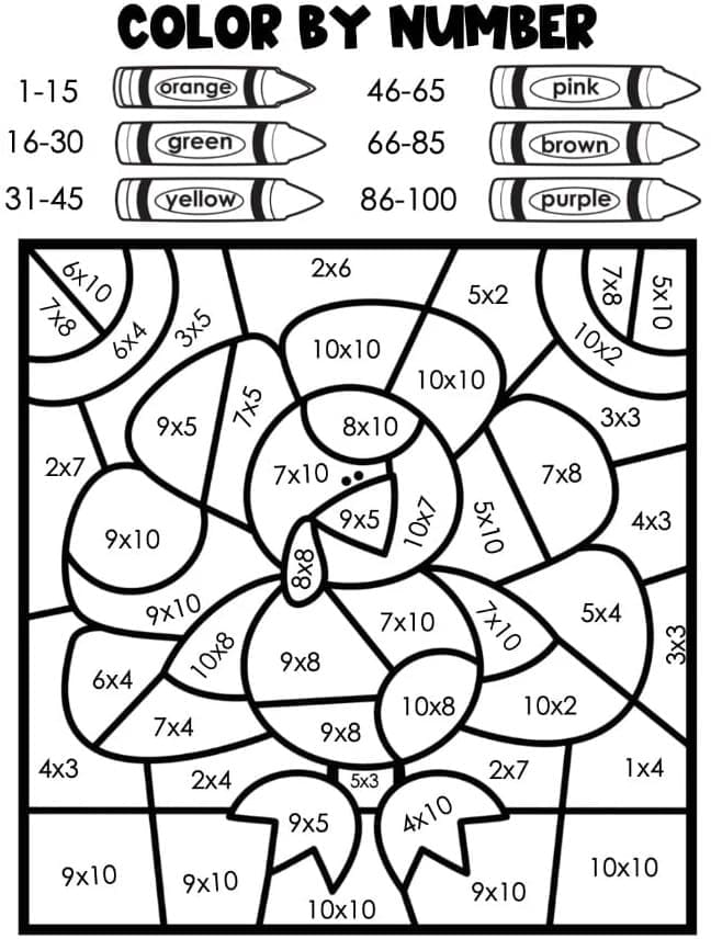 Printable Multiplication Paint by Number – PrintableLib