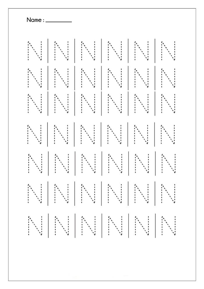 Printable Capital Letter N In Cursive Writing – Free download and print