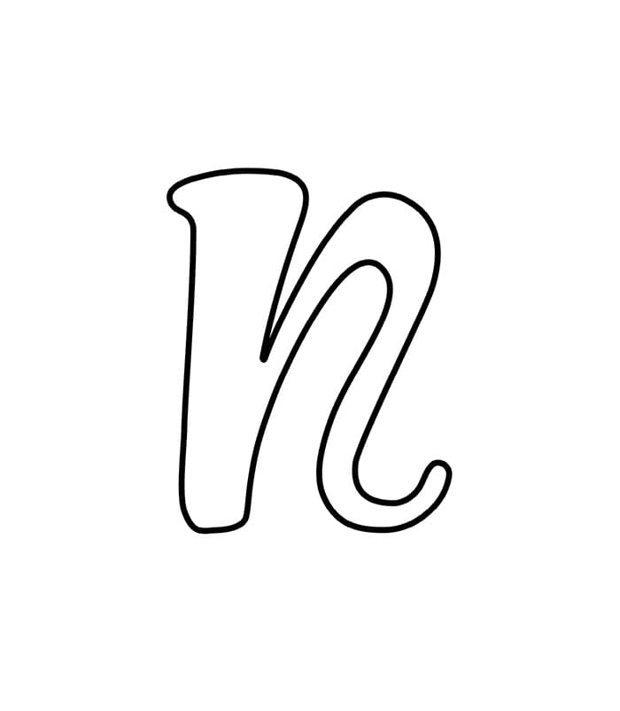 Printable Cursive Bubble Letter N – Free download and print for you.