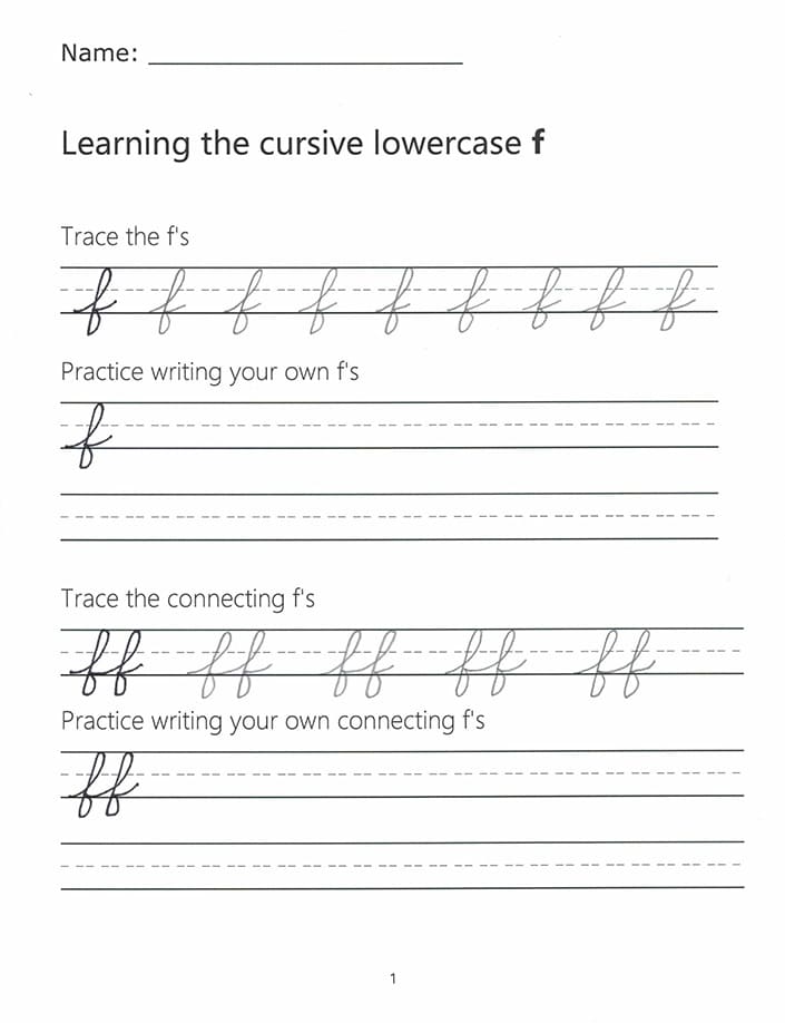 Printable Cursive Letter F Lowercase – Free download and print for you.