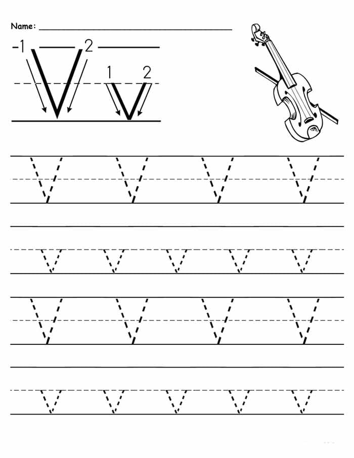 Printable Cursive Writing Letter V – Free download and print for you.