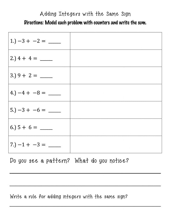Printable Adding Integers Worksheet – PrintableLib