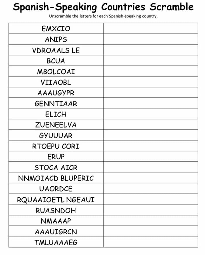Printable Spanish Letters Unscramble – Free download and print for you.