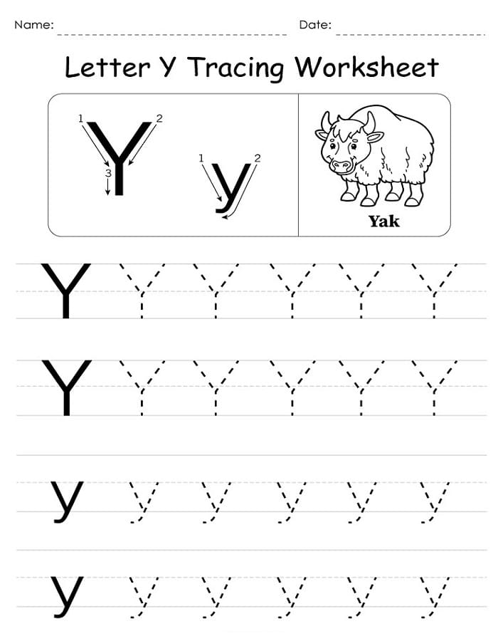 Printable Letter Y Tracing Worksheets – Free download and print for you.