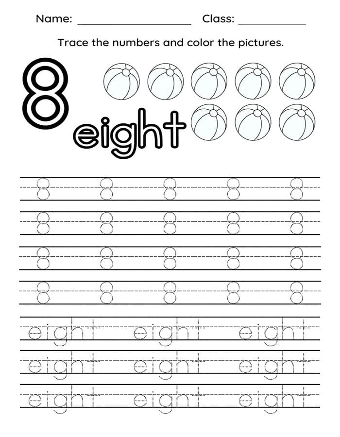 Printable Number 8 Count And Trace – Free download and print for you.