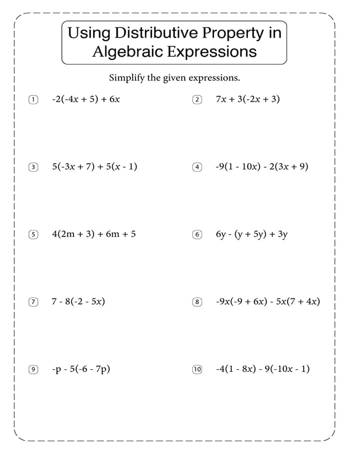 Printable Distributive Property Worksheet With Answer Key – Free