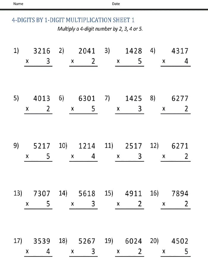 Printable Multiplication Math Worksheets 4th Grade – Free download and