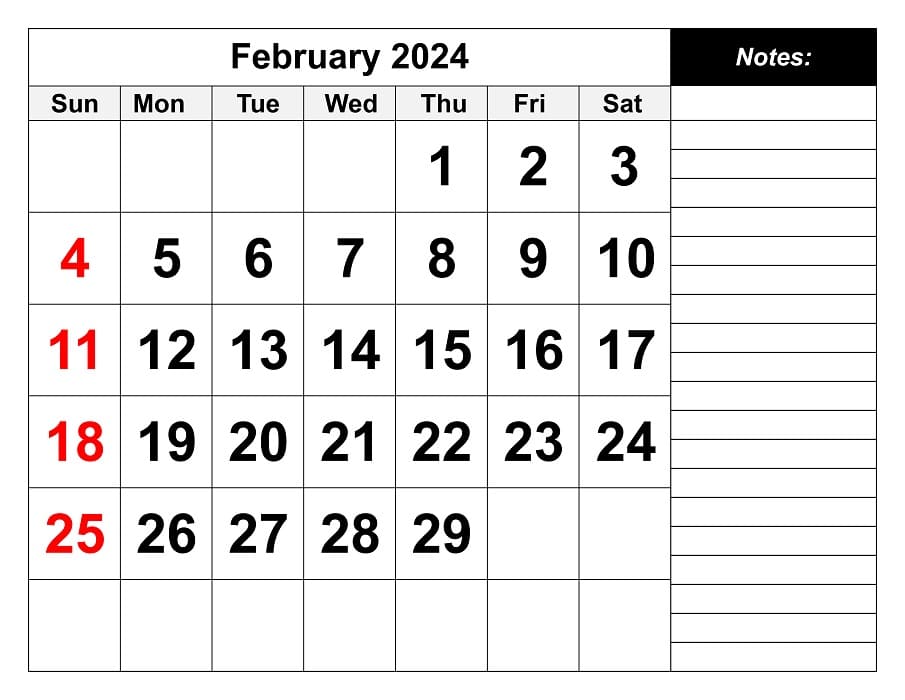 Printable February 2024 Calendar – PrintableLib