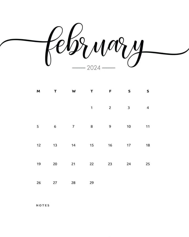 Printable February 2024 Calendar Design – Free download and print for you.