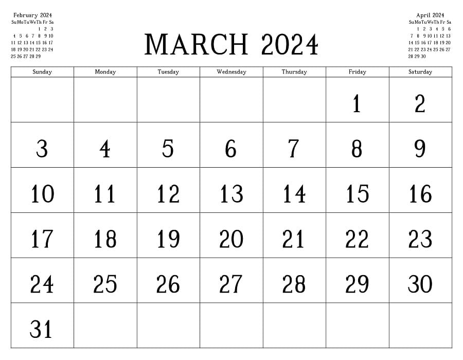 Printable March 2024 Calendar Planner – Free download and print for you.