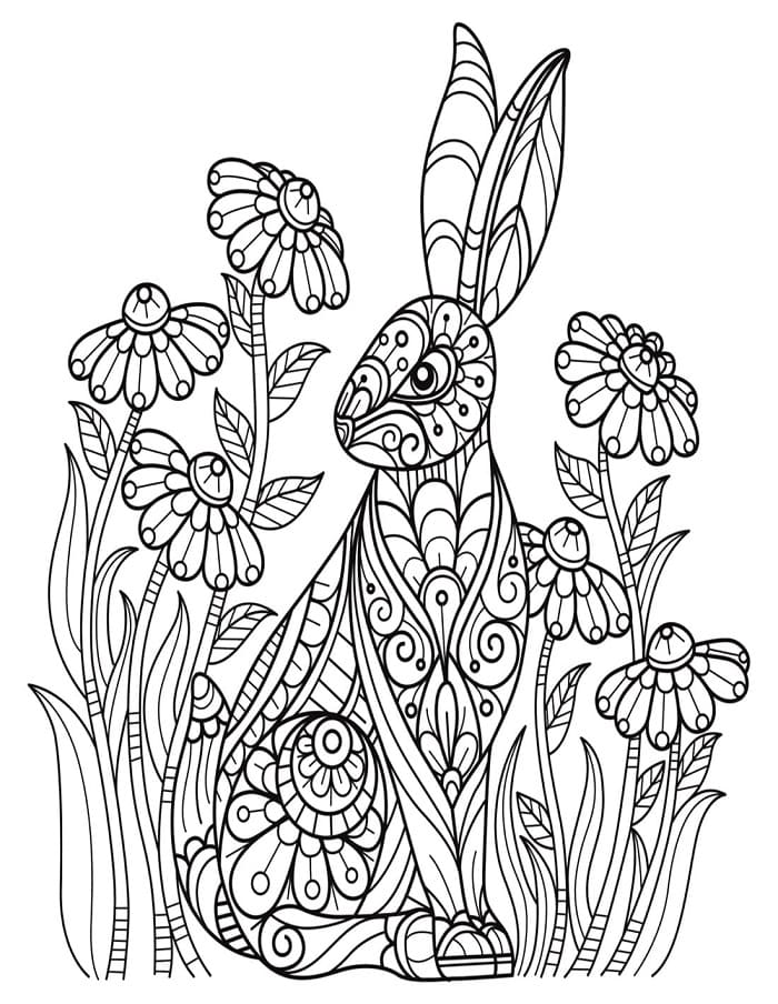 Printable Rabbit For Adults Coloring Page Free download and print for