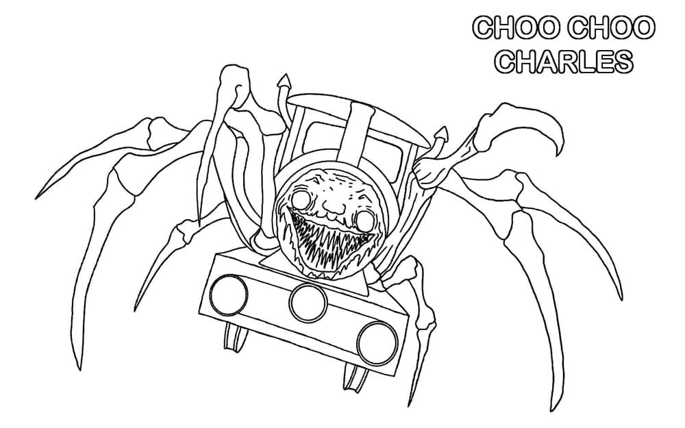 Printable ChooChoo Charles Spider Train Coloring Page Free download