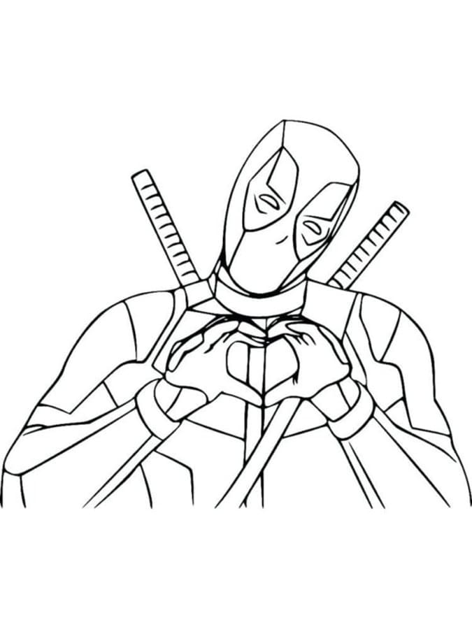 Printable Funny Deadpool Picture Coloring Page Free download and