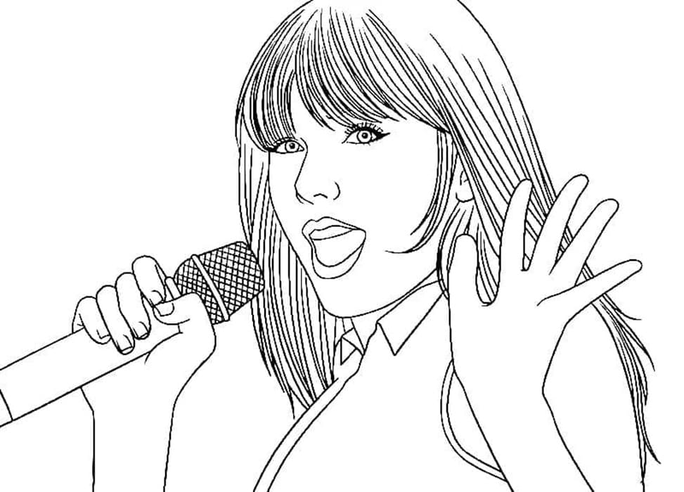 Printable Singing Taylor Swift Coloring Page – Free download and print