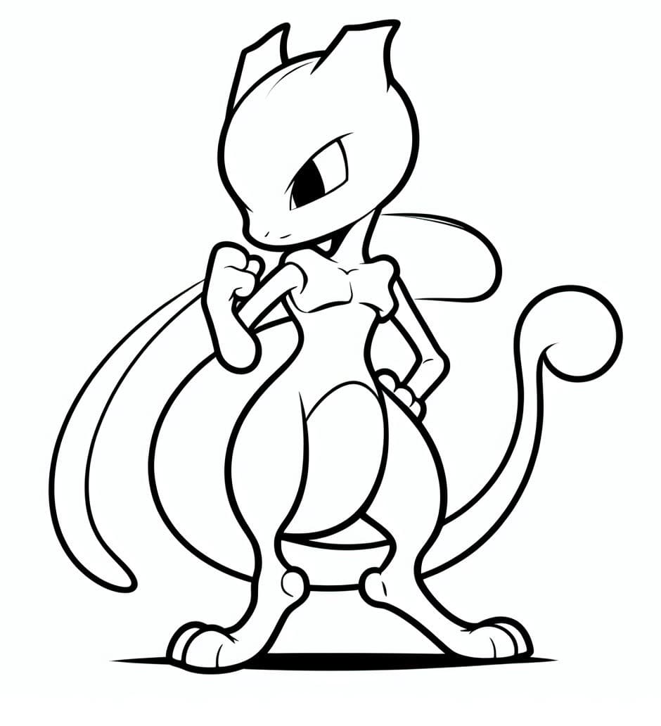 Printable Cute Mewtwo Coloring Page – Free download and print for you.