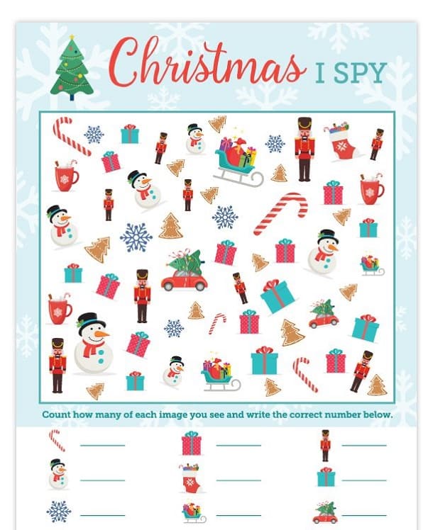 Free Printable Christmas I Spy Free download and print for you.