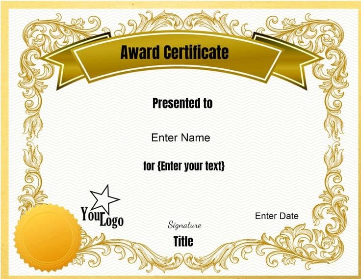 Printable Basic Award Certificate – Free download and print for you.