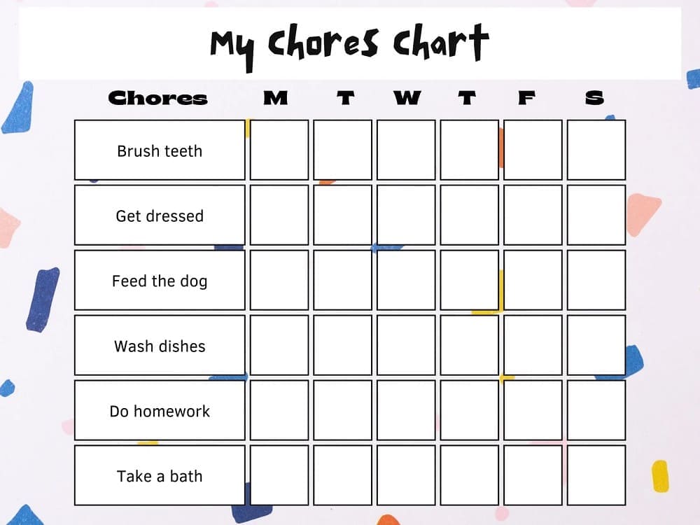 Printable Chore Chart Template – PrintableLib