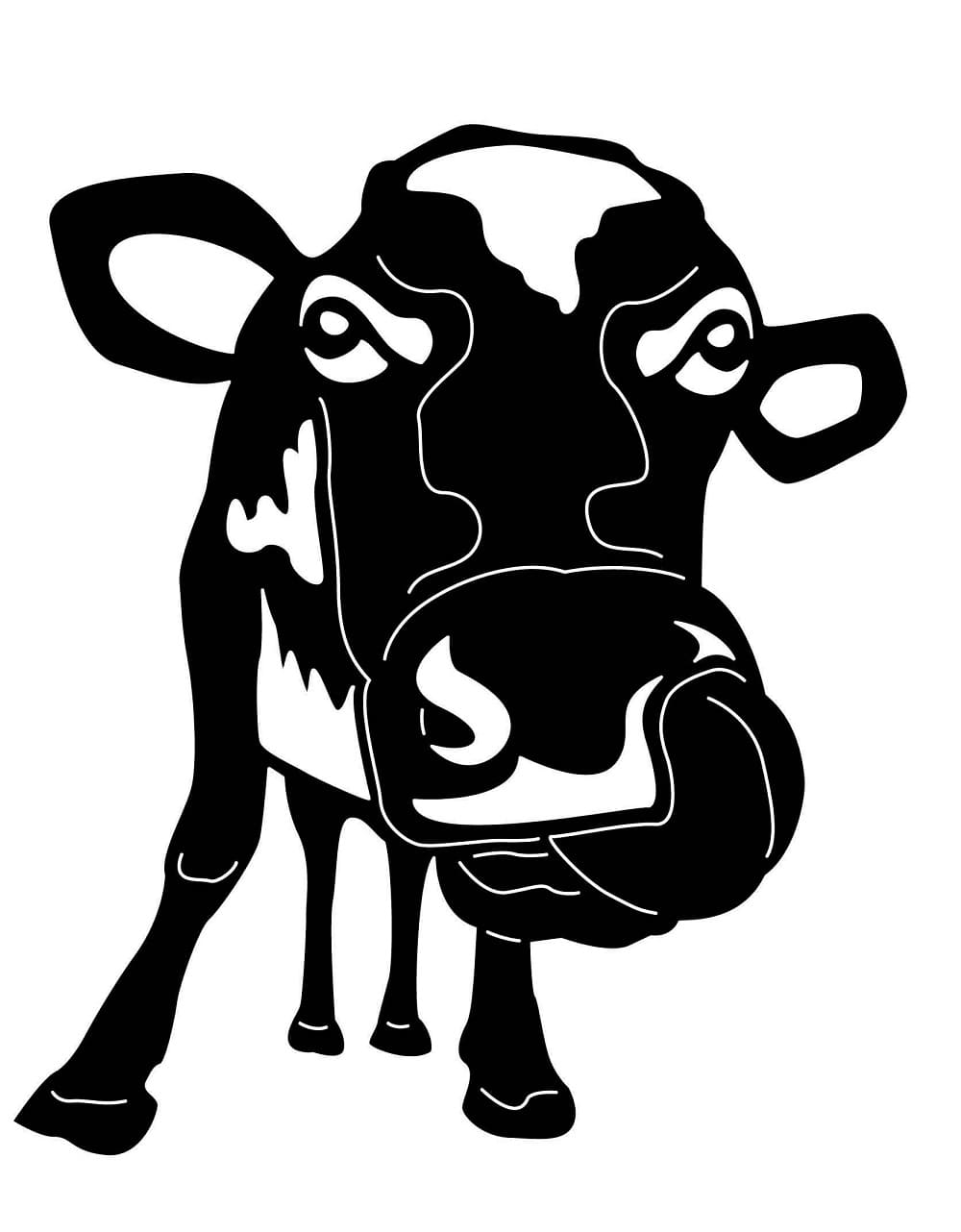 Cartoon Cow Stencil Free download and print for you.