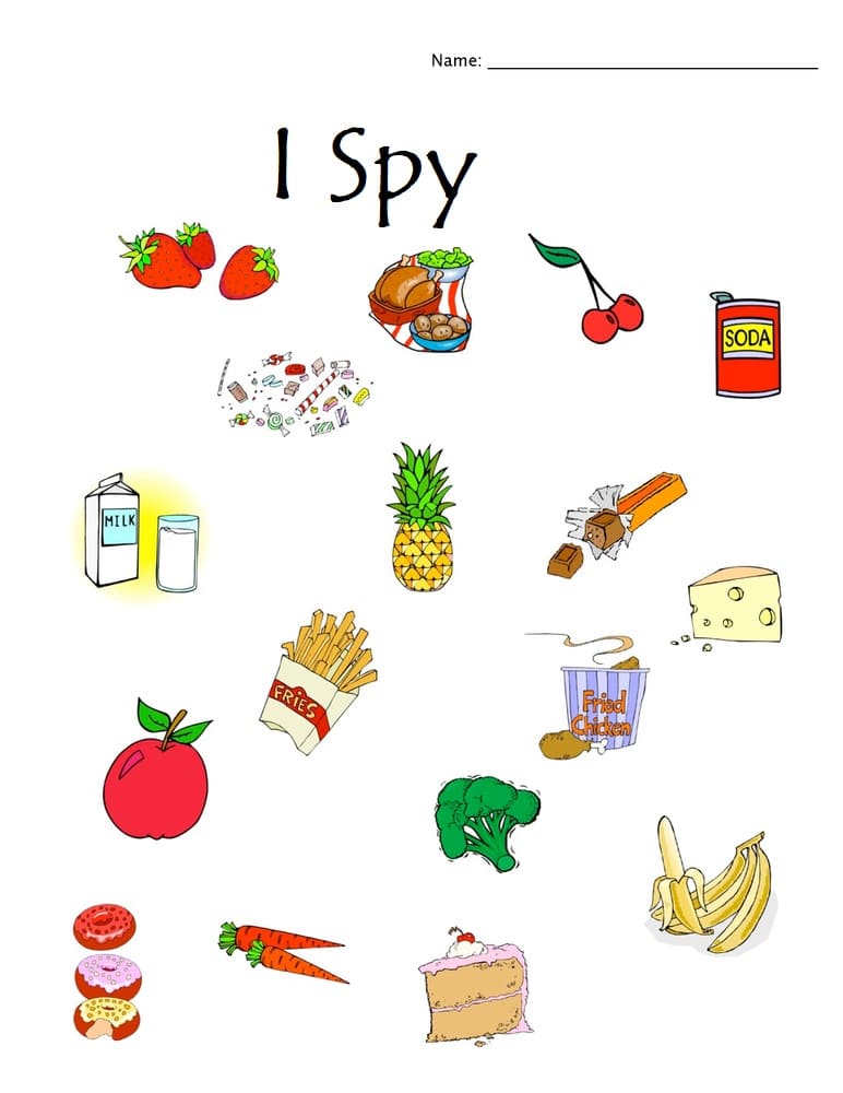 Printable Food I Spy Basic – Free download and print for you.