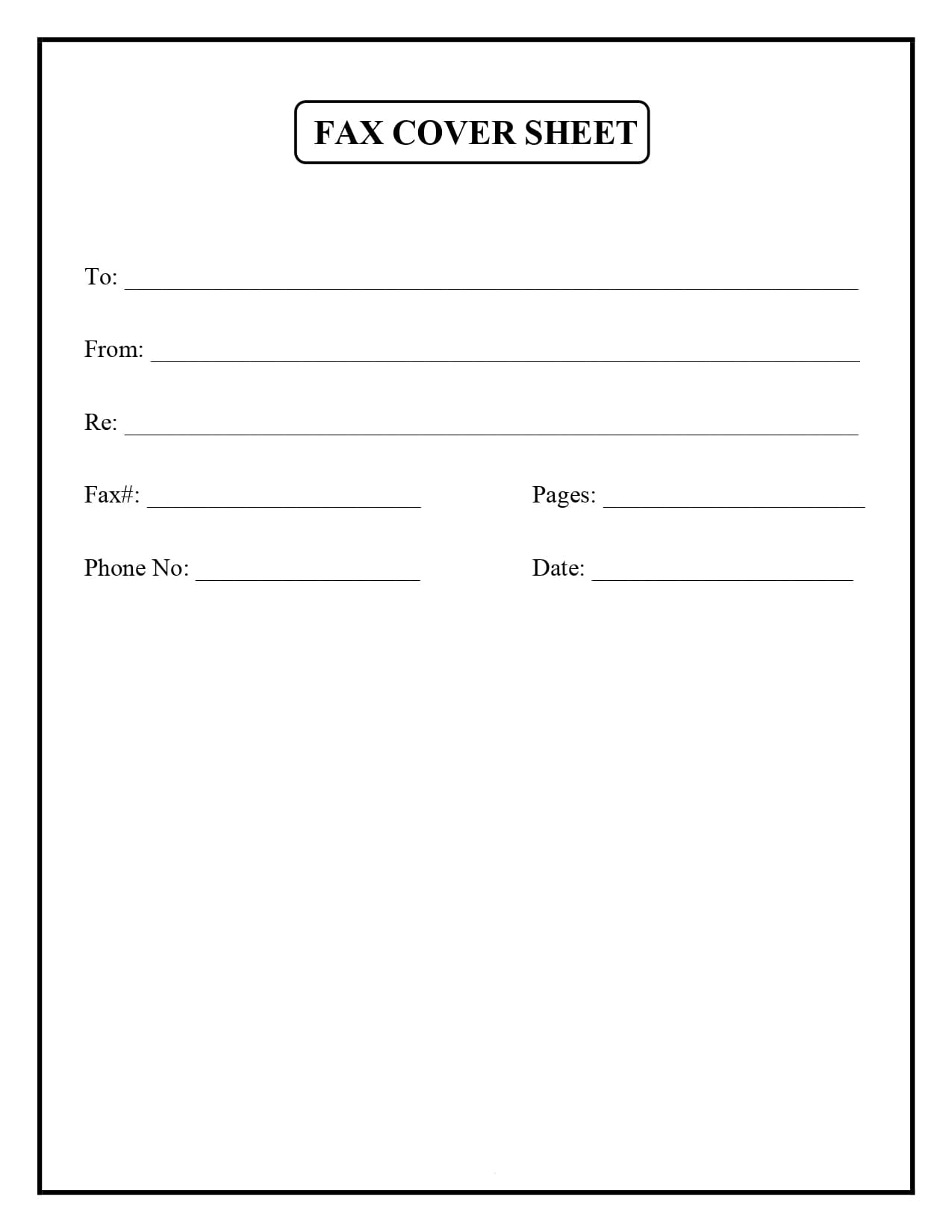 Printable Fax Cover Sheet Free download and print for you.