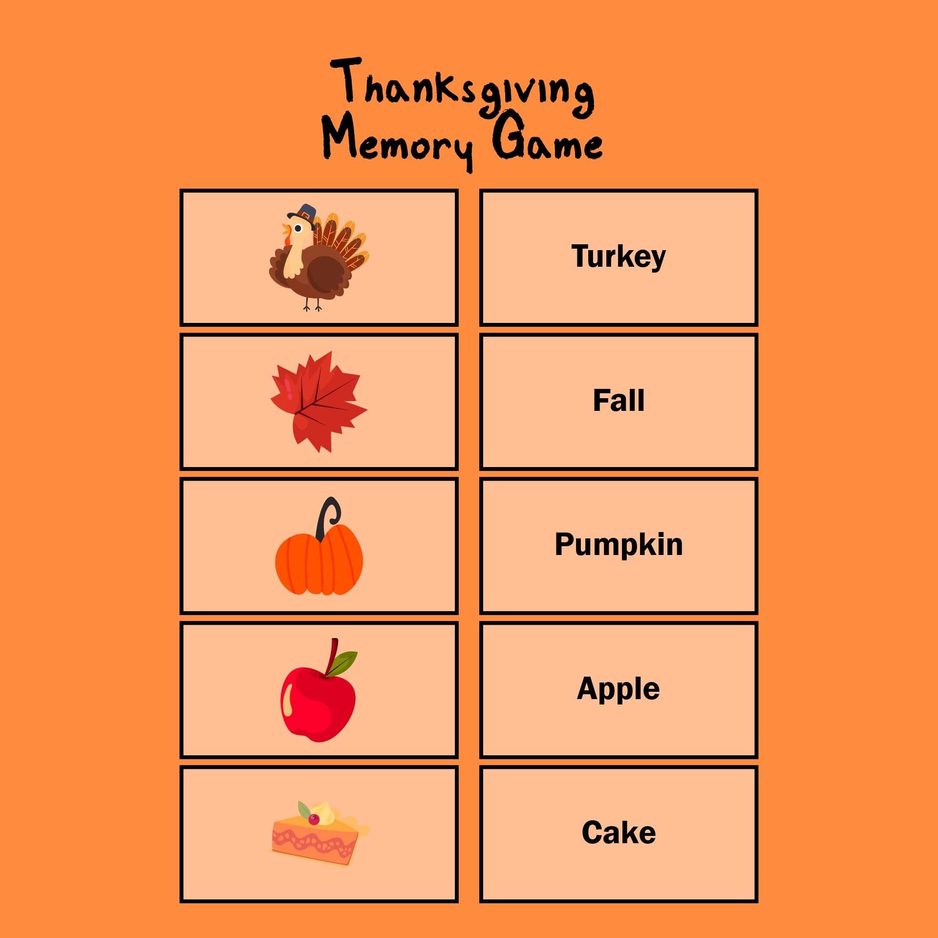 Printable Thanksgiving Memory Game Free – Free download and print for you.