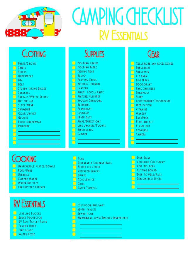 Free Printable Camping Checklist Template Download Free download and