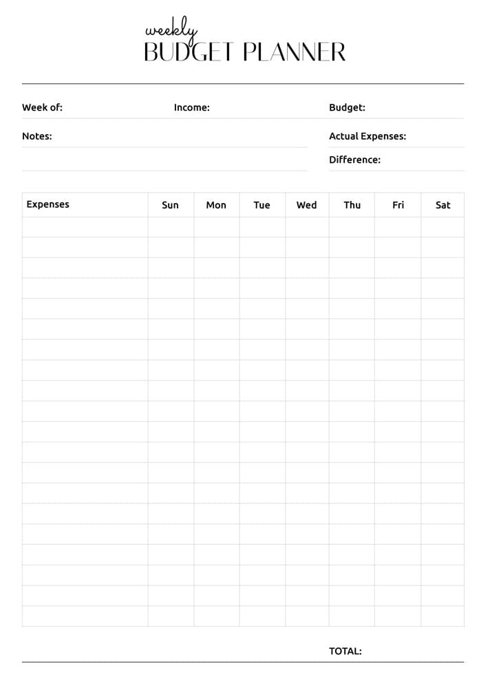 Printable Weekly Budget Template Free Photo – Free download and print