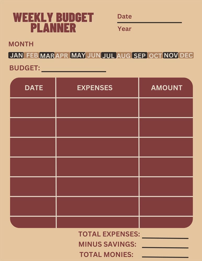 Printable Weekly Budget Template Free – Free download and print for you.