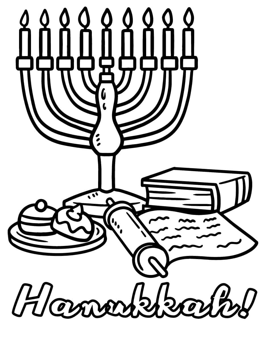 Celebrating Hanukkah Coloring Page Free download and print for you.