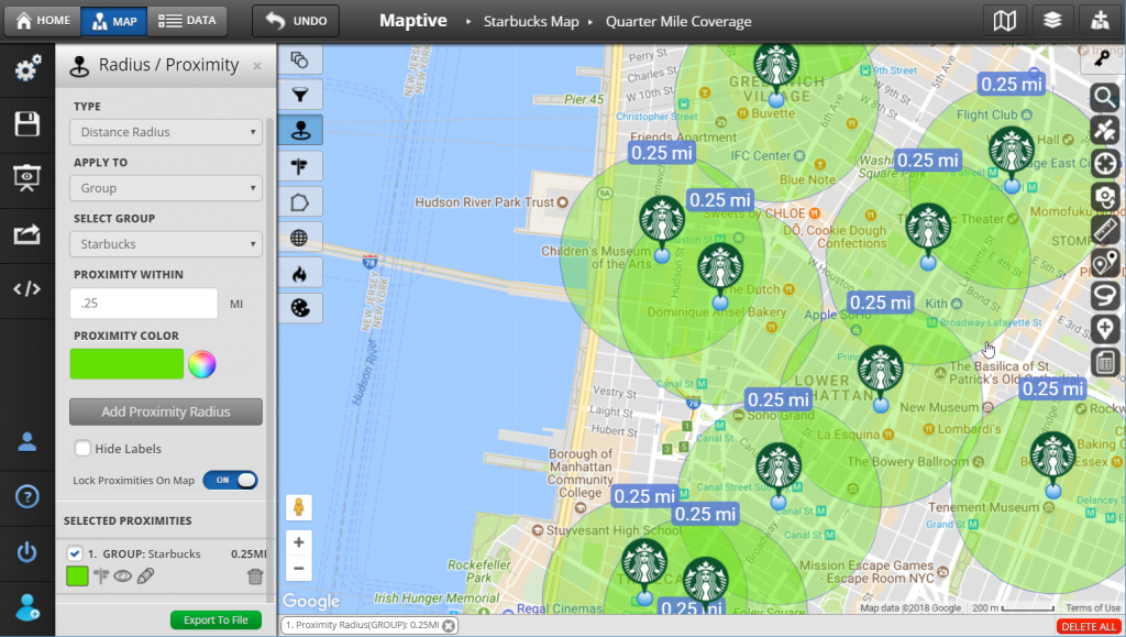 Radius Map And Proximity Tool Maptive Printable Radius Map
