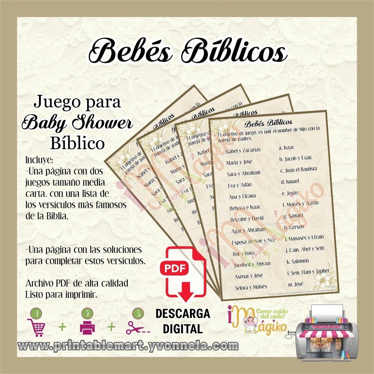 Juegos Para Baby Shower Bíblico Kit De 8 Juegos Imprimibles