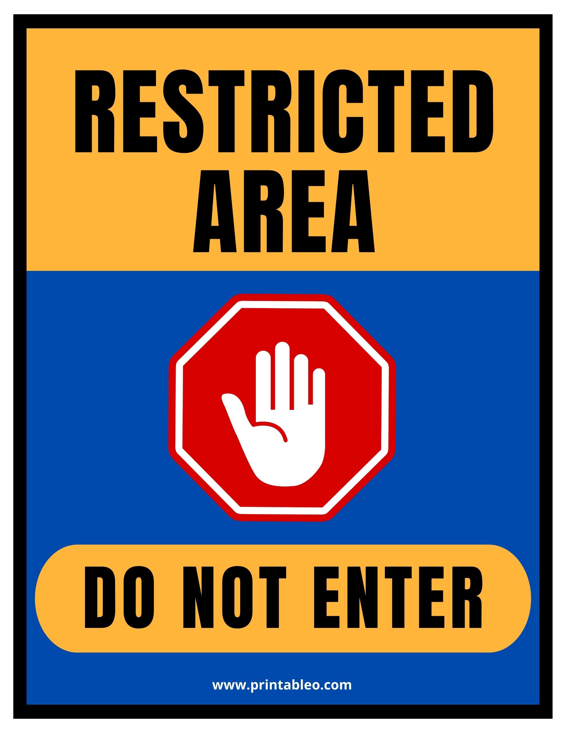 Printable Restricted Area Sign Free Printable Templates