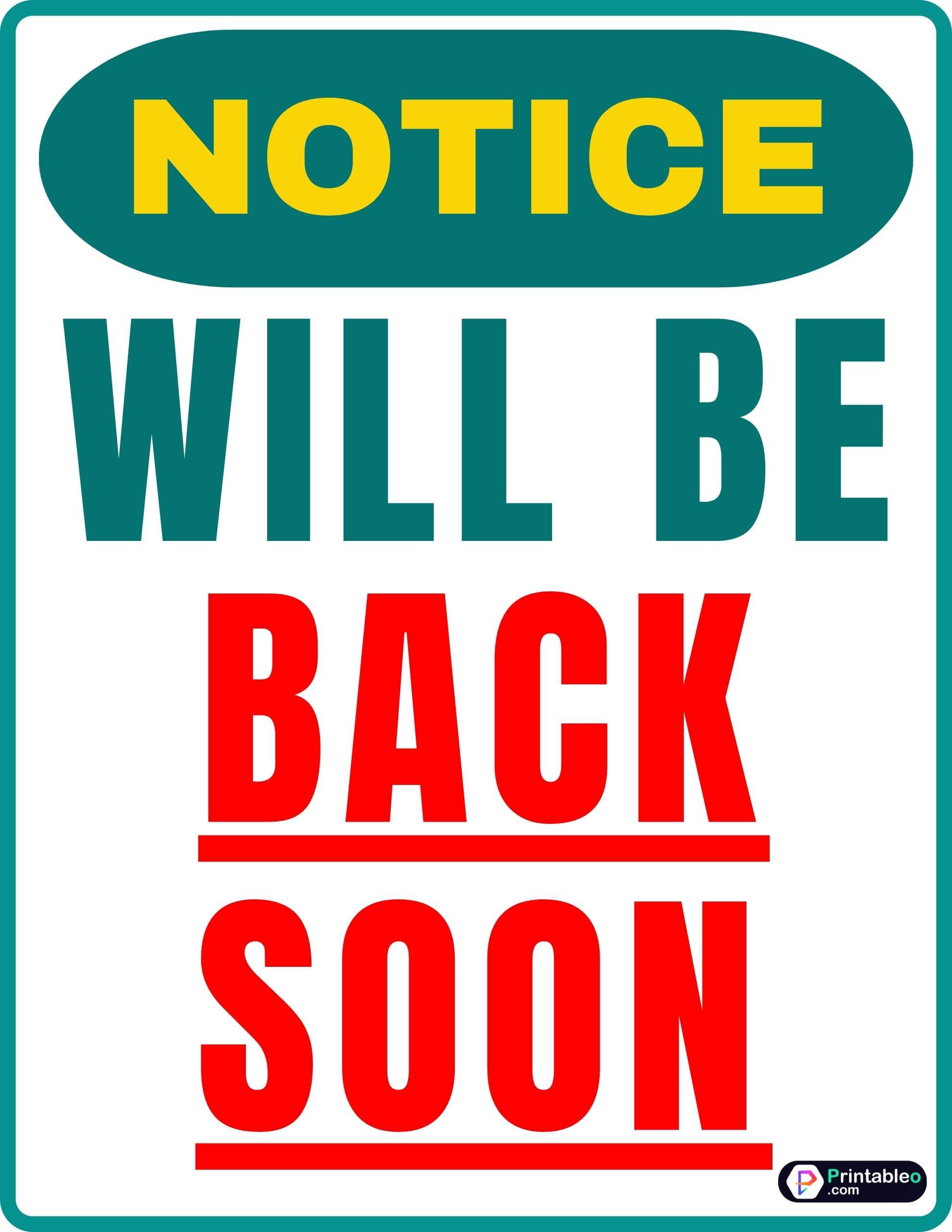 25+Printable Be Back Soon Sign | Download FREE PDFs