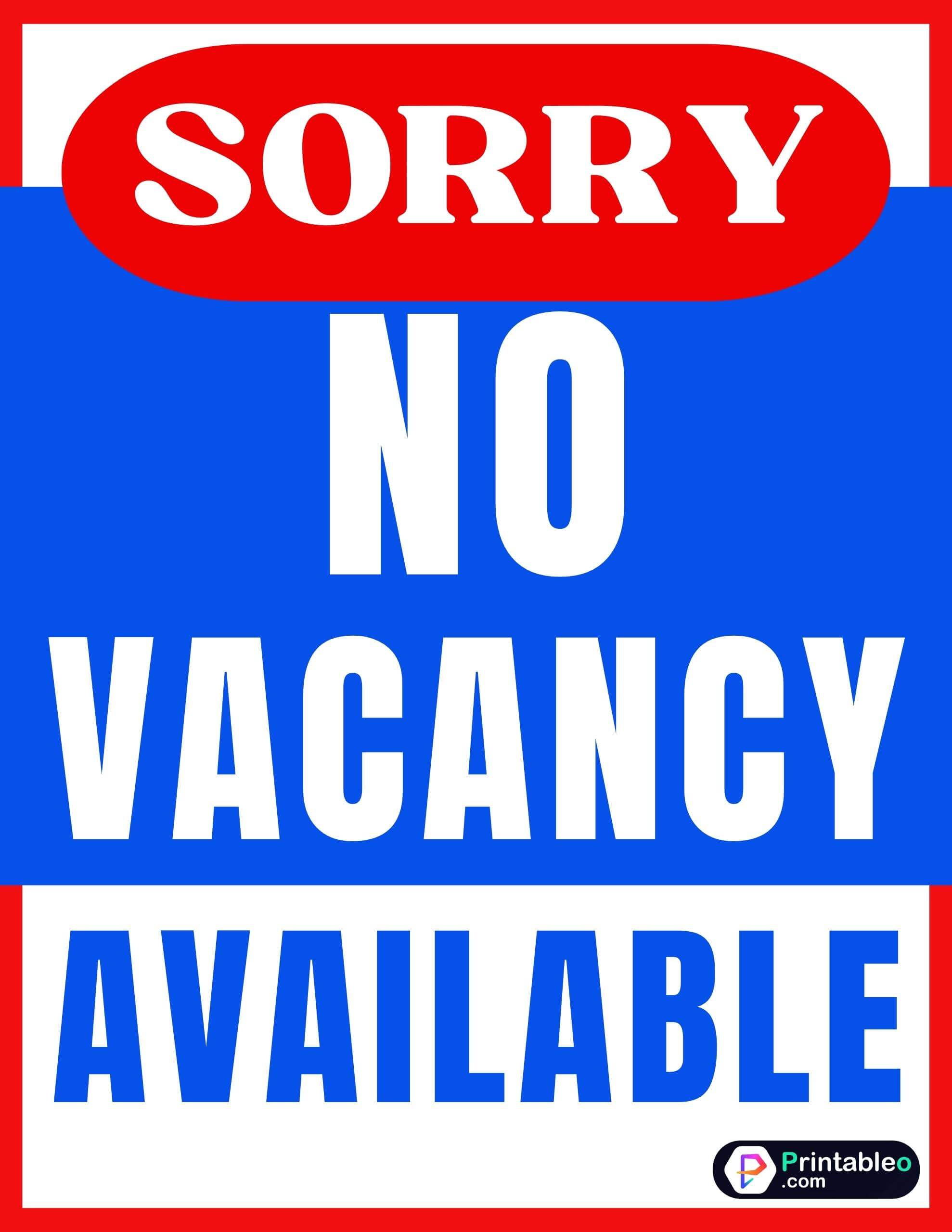 10+ No Vacancy Sign Printable FREE PDF