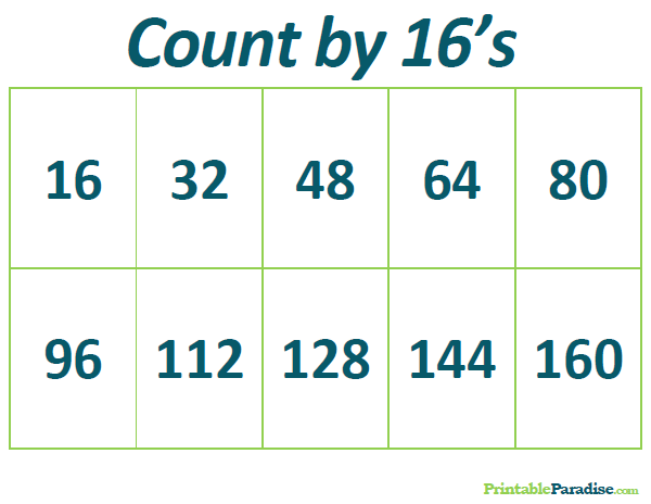 Printable Count by 16 Practice Chart