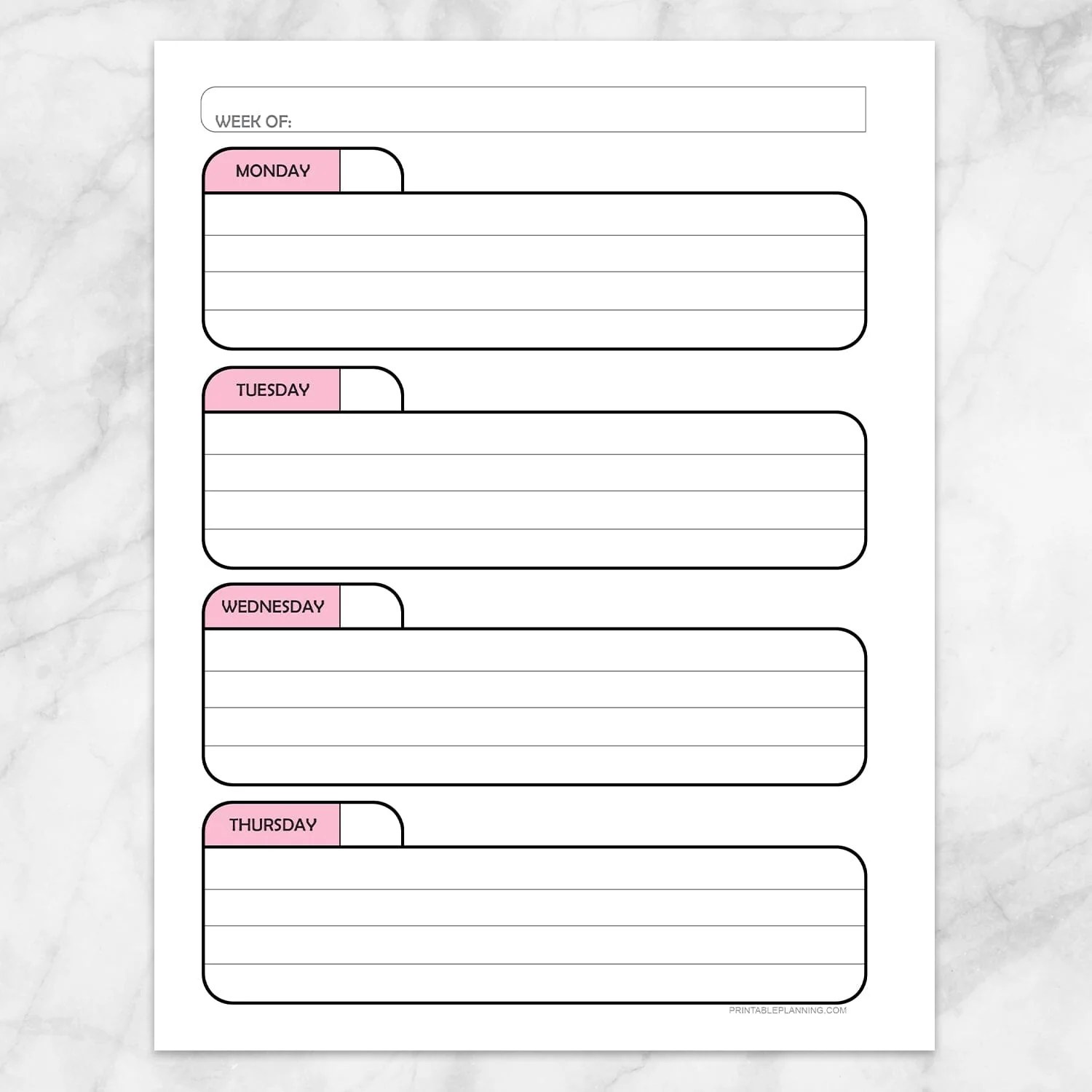 Pink Monthly and Weekly Calendar Planner Pages Printable at Printable Planning for only 5.95