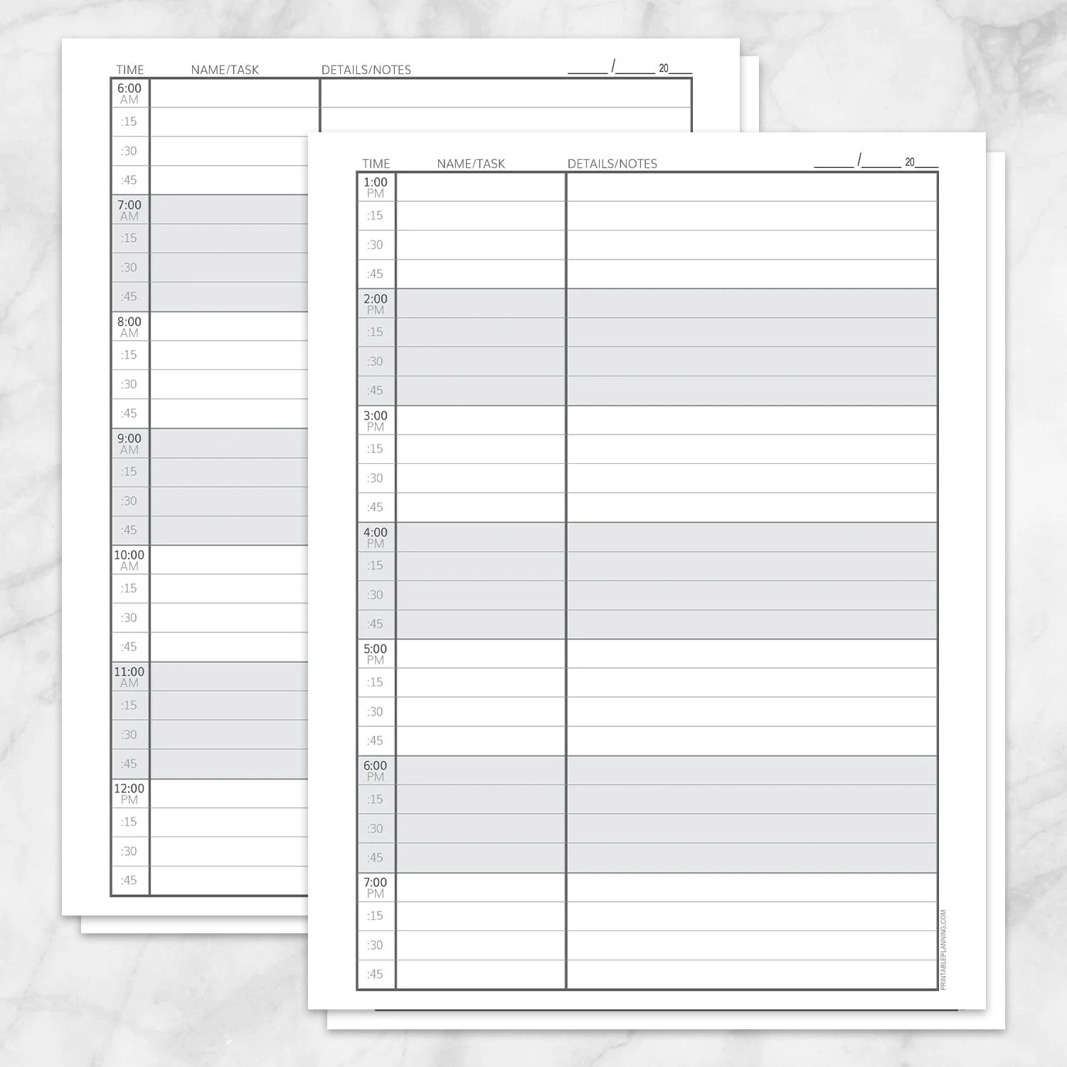 Scheduling Sheet with Notes Printable at Printable Planning for only 5.95