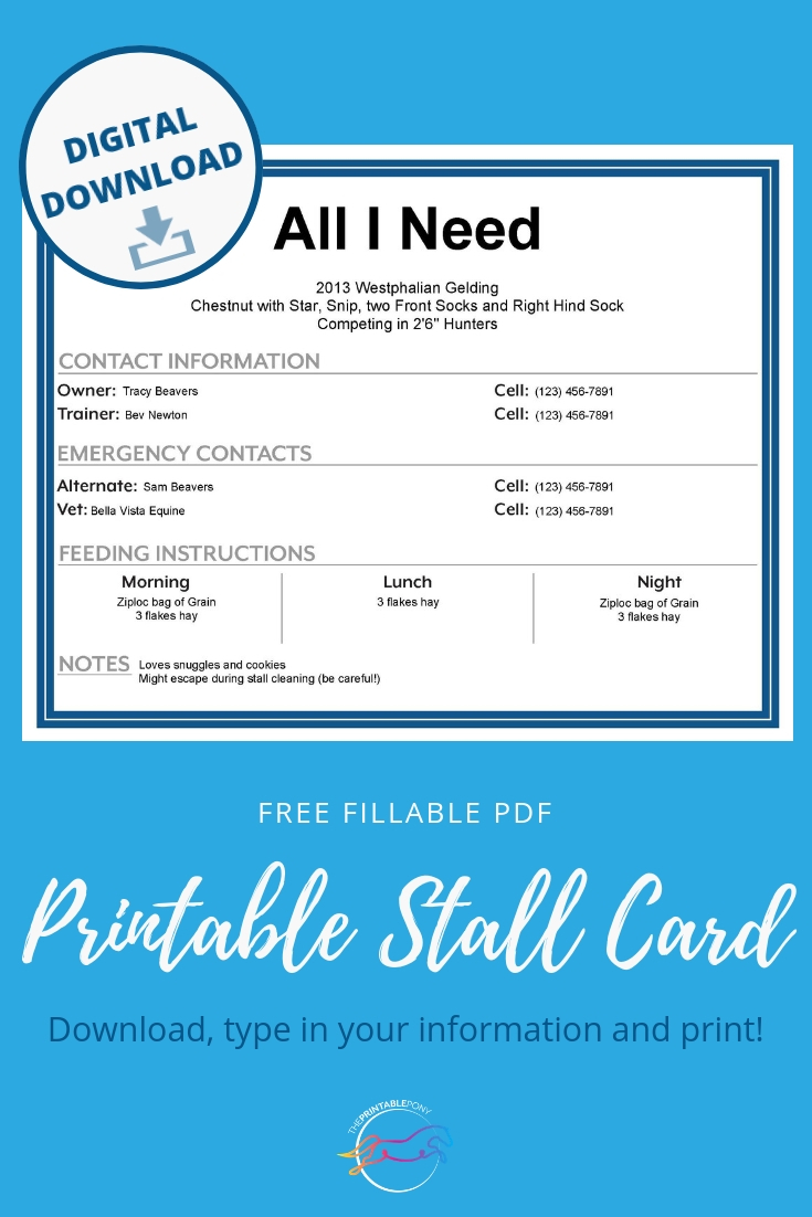 Printable Stall Card The Printable Pony