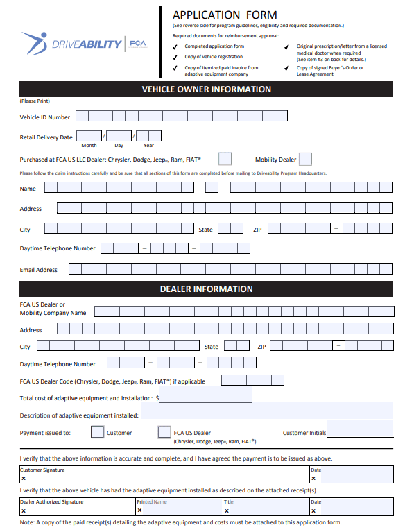 Chrysler Mobility Rebate Form Guide How to Apply and Benefits
