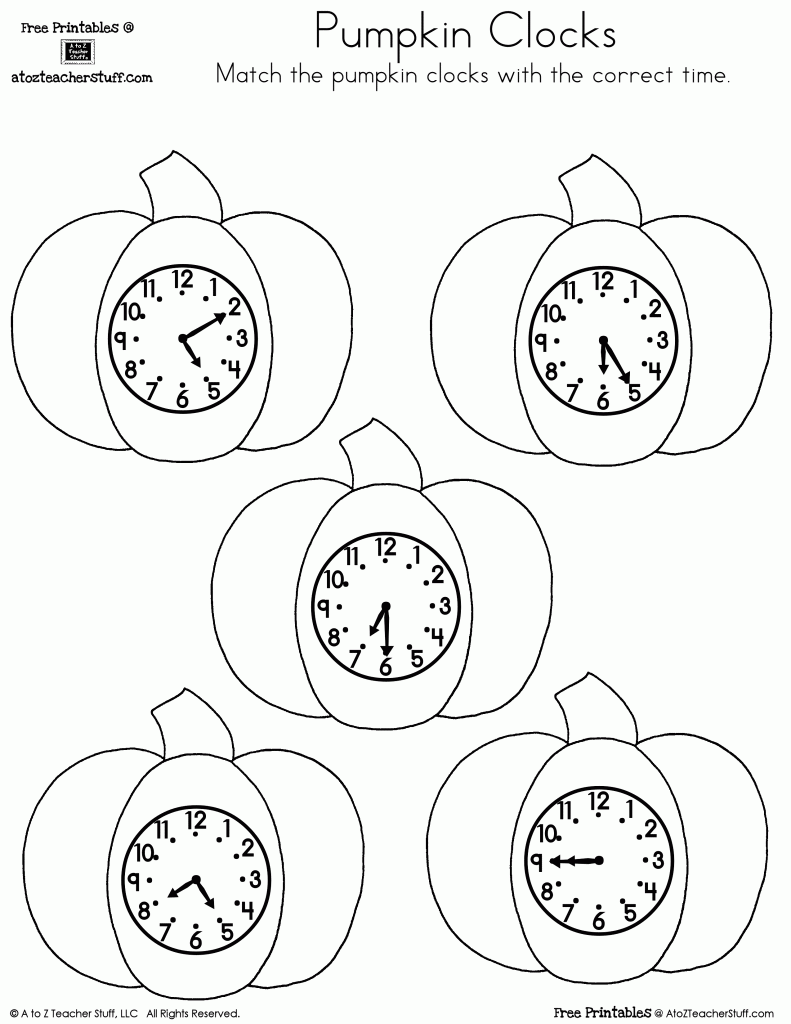 Pumpkin Clocks for Learning Centers or Games A to Z Teacher Stuff