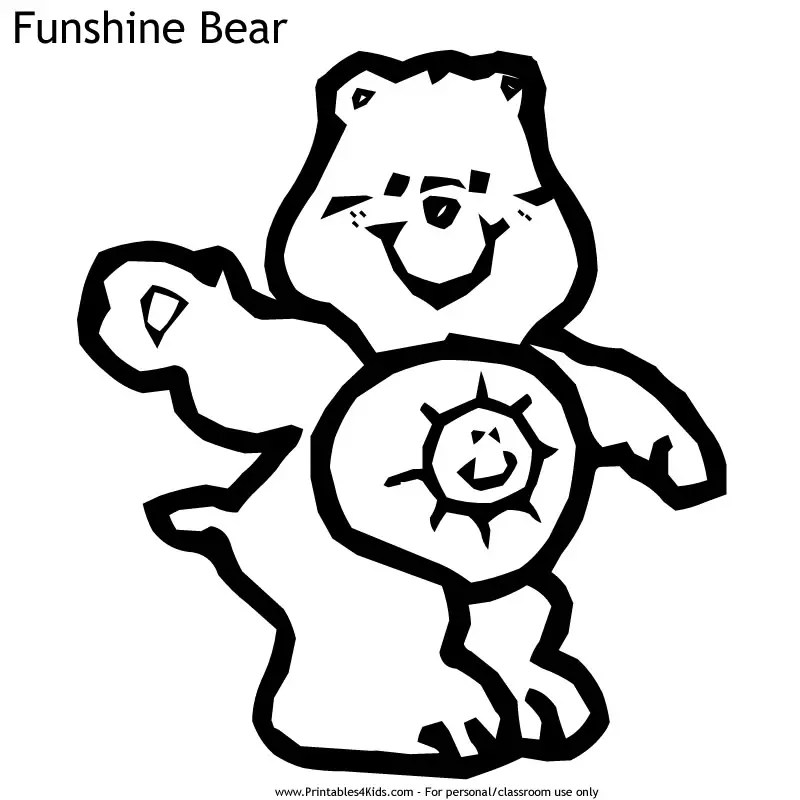 Care Bears Funshine Bear Coloring Page Printables for Kids free