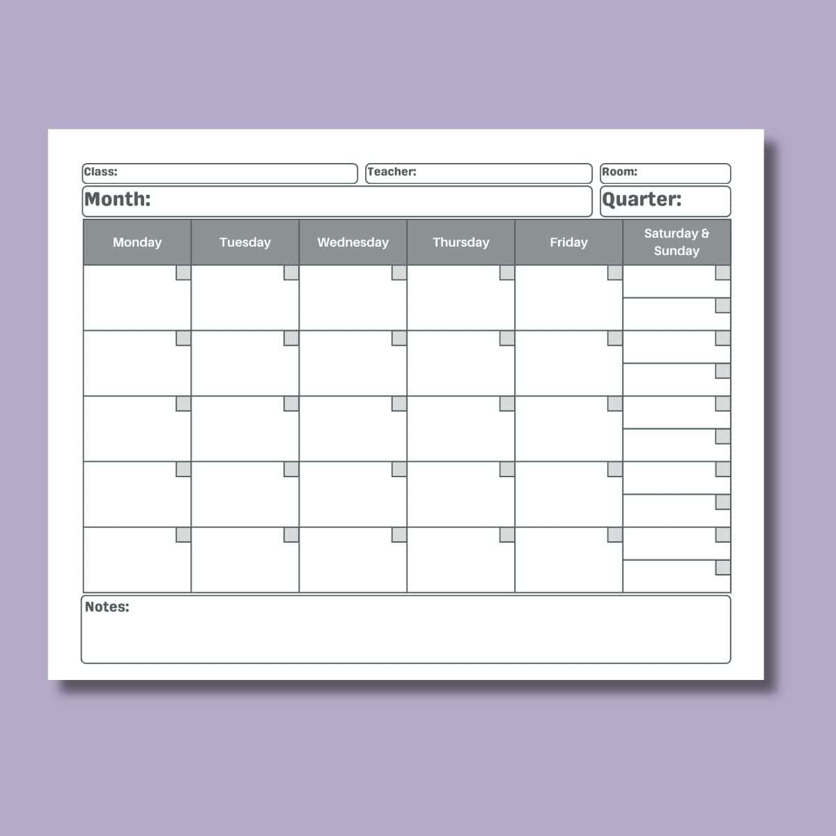 FREE Monthly Lesson Plan Calendar FREE Monthly Lesson Plan Calendar