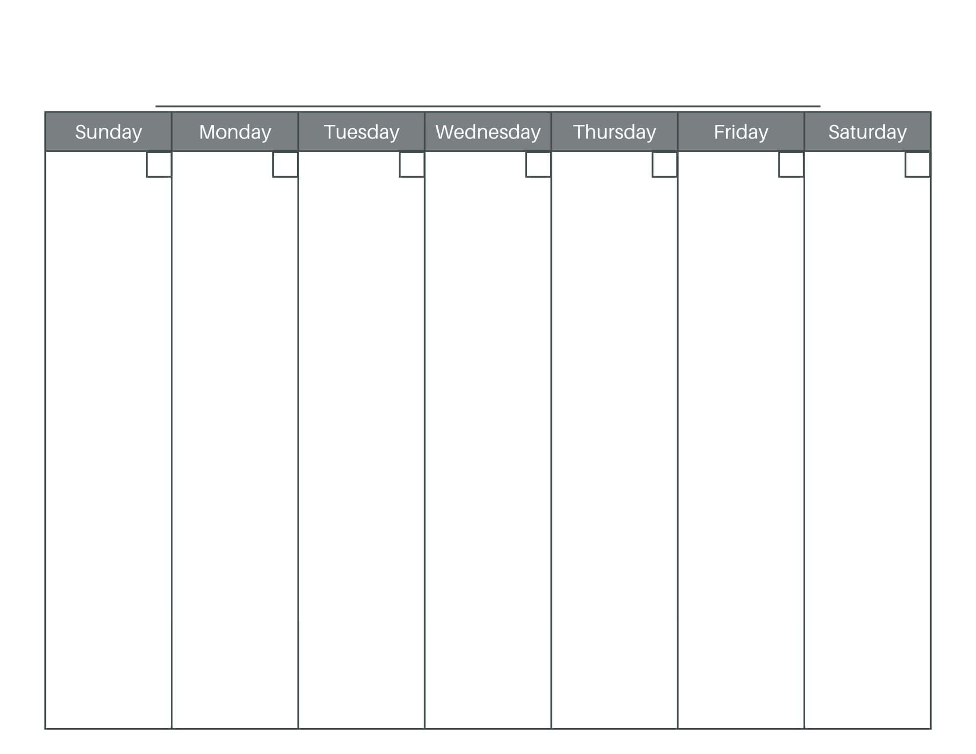 Free Versatile 1-Week Blank Calendar Printable