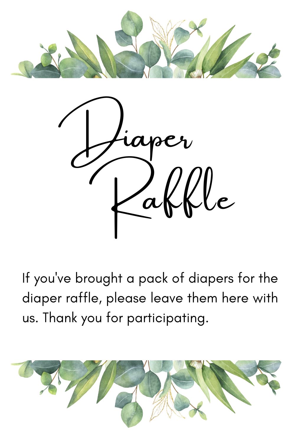 Printable Diaper Raffle Sign Templates Printables Hub