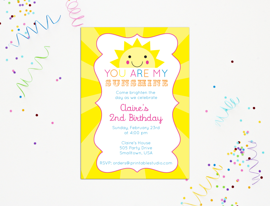 You Are My Sunshine Invitation Printable Studio