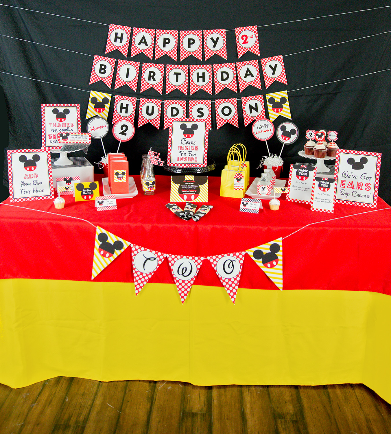 Mickey Mouse Party Decorations and Invitation Set in Red Printable Studio