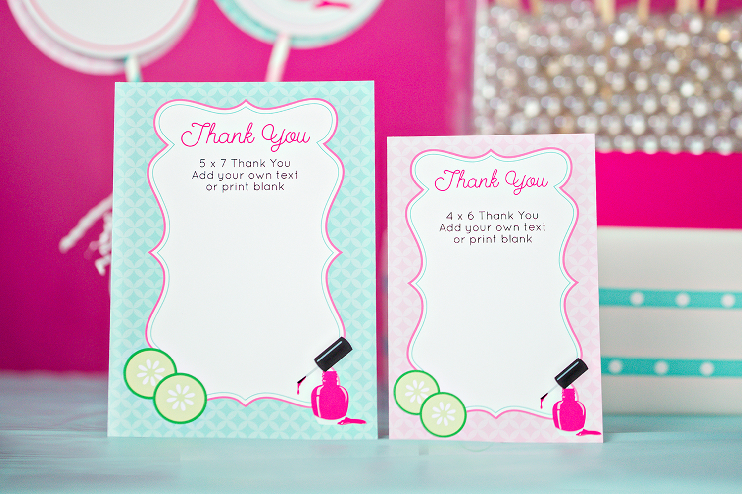 Spa Party Thank You Cards Printable Studio